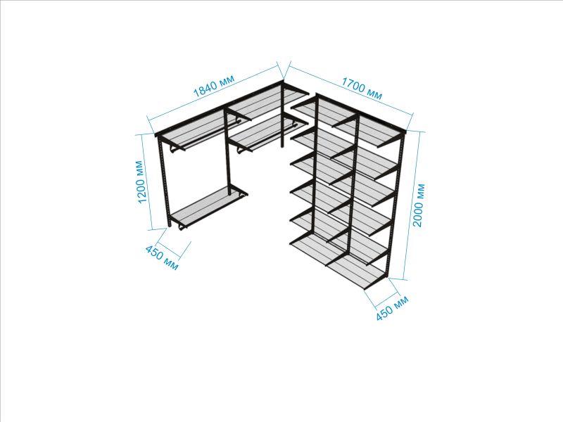 Гардеробная система размеры чертеж